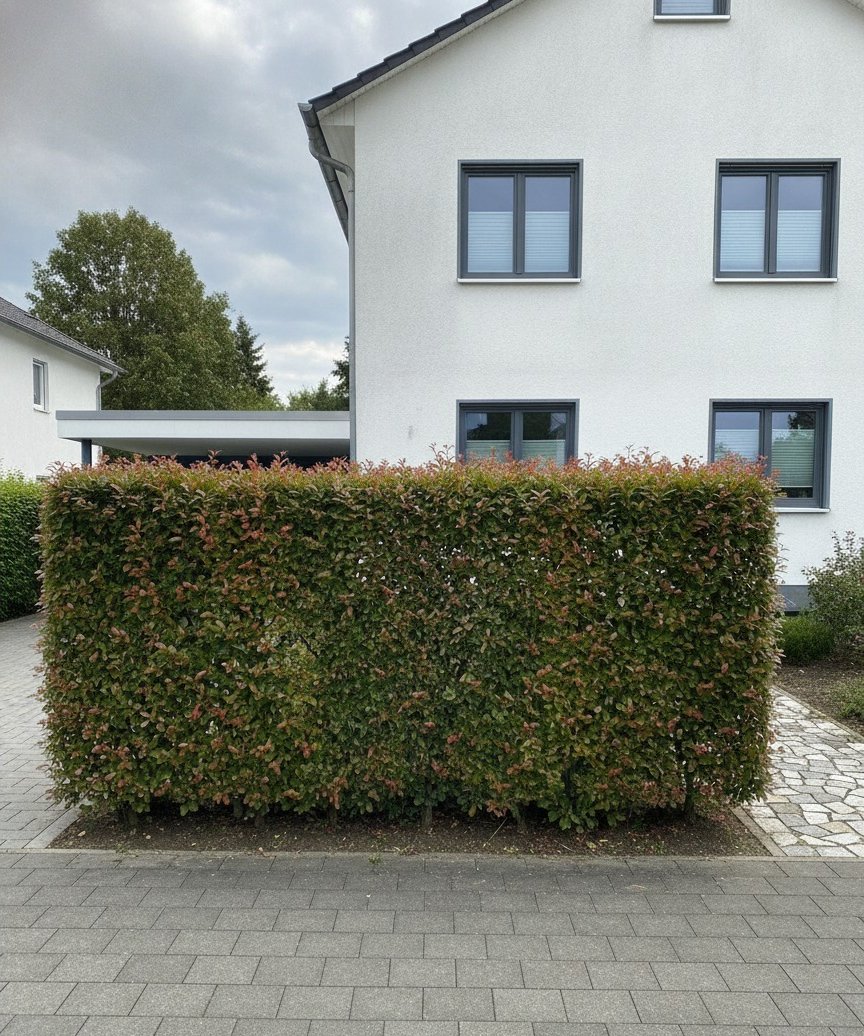 Glanzmispel-Hecke — nach dem Schnitt
