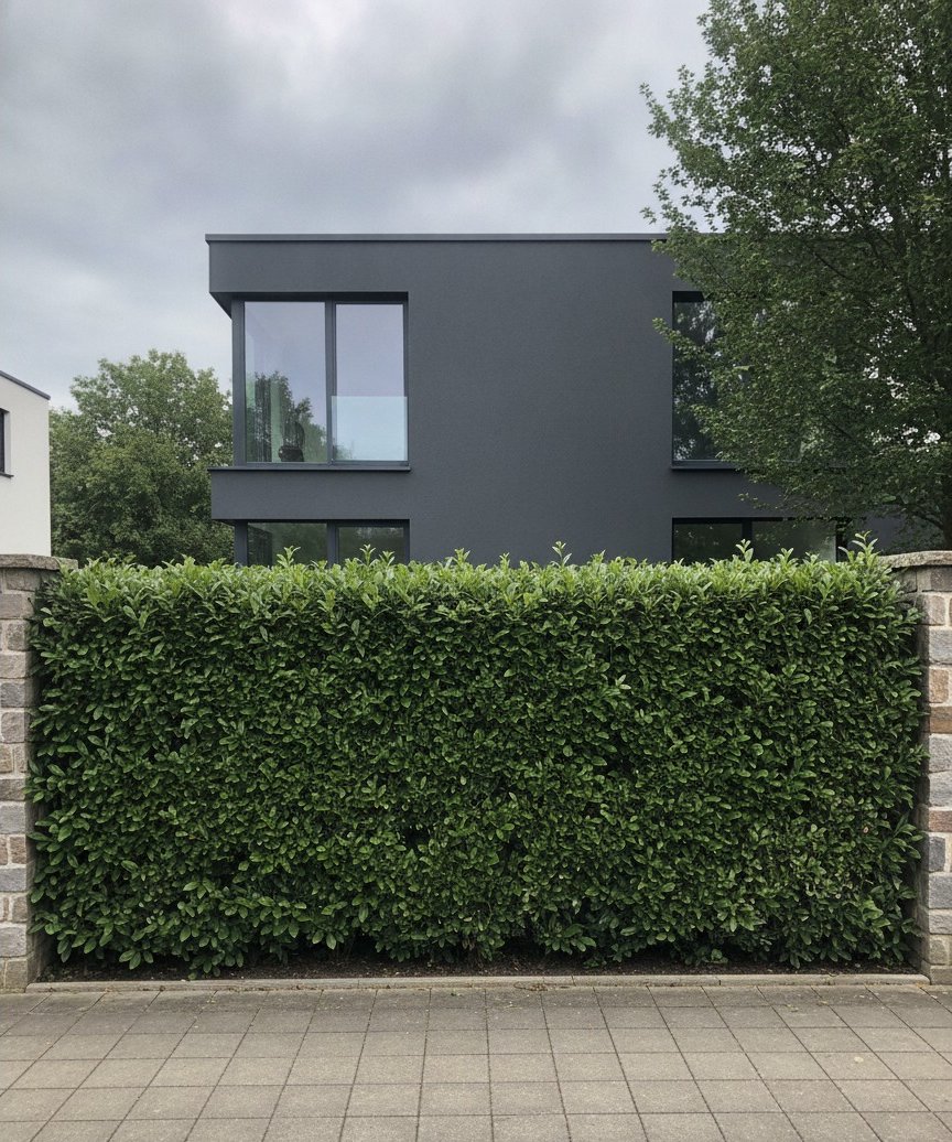 Kirschlorbeer-Hecke — nach dem Schnitt